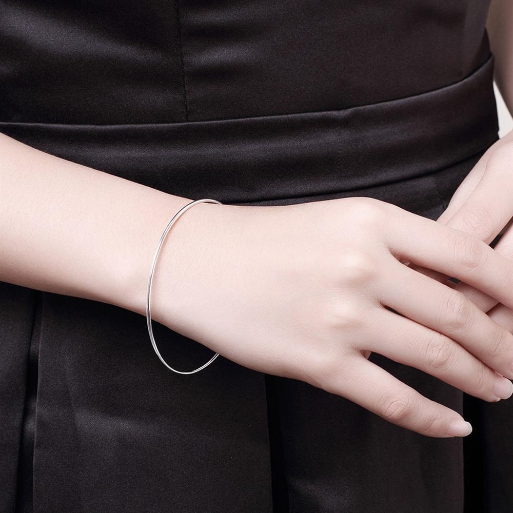 Special offer Hot new 925 Stamp Silver color fine Simple circle bangle for women Fashion Party Jewelry girl student gifts