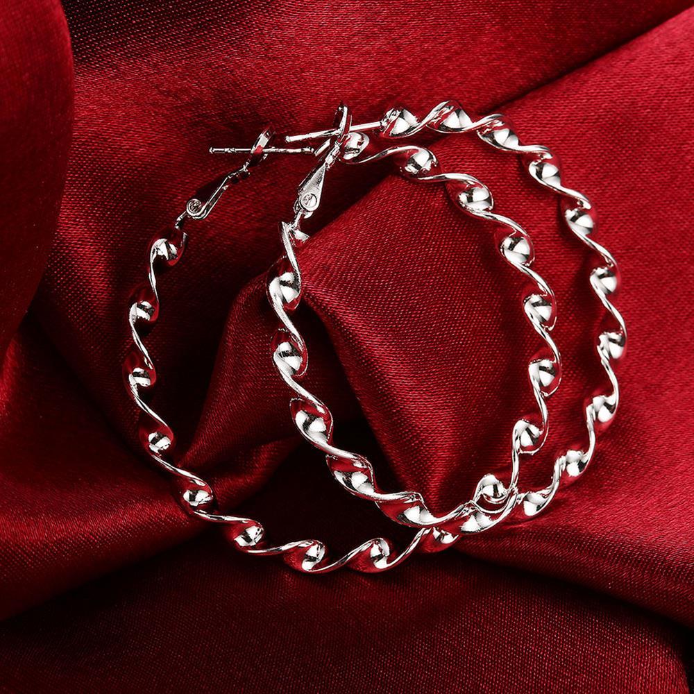 Hot fashion Jewelry 925 Stamp Silver color 5cm Earrings for Woman Beautiful Big circle hoop earrings Christmas Gifts