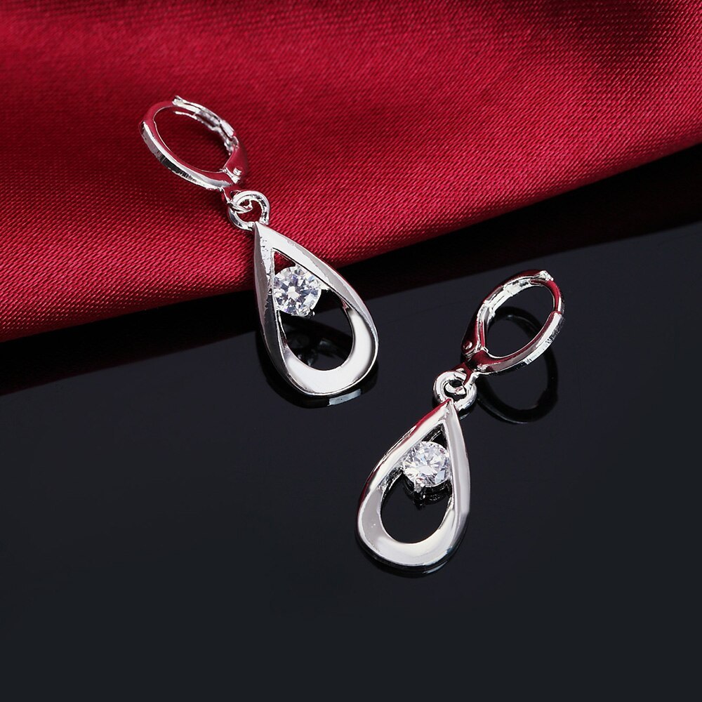 New 925 Stamp Silver color Earrings for Women Jewelry Water Droplets Zircon diamond earrings stud wedding party Christmas Gifts