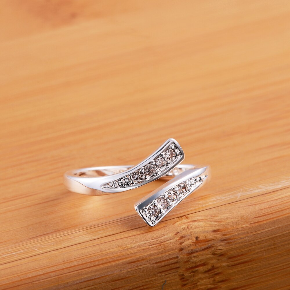 New 925 Stamp Silver color Rings For women crystal adjustable size Fashion party Gift engagement wedding luxury Jewelry