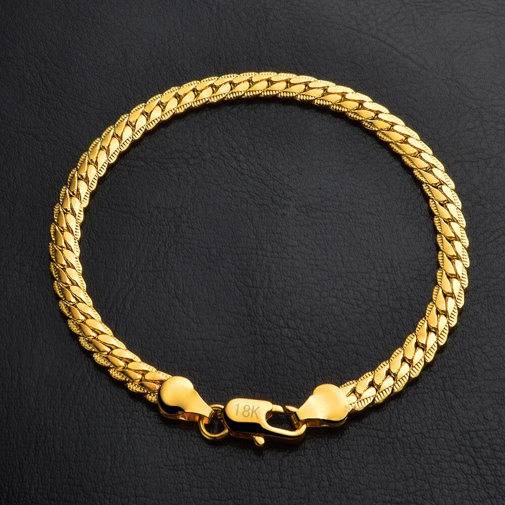 New 18K gold 925 Stamp Silver color Bracelets for Women men classic 5MM Chain Fashion Wedding Party Christmas Gifts fine Jewelry