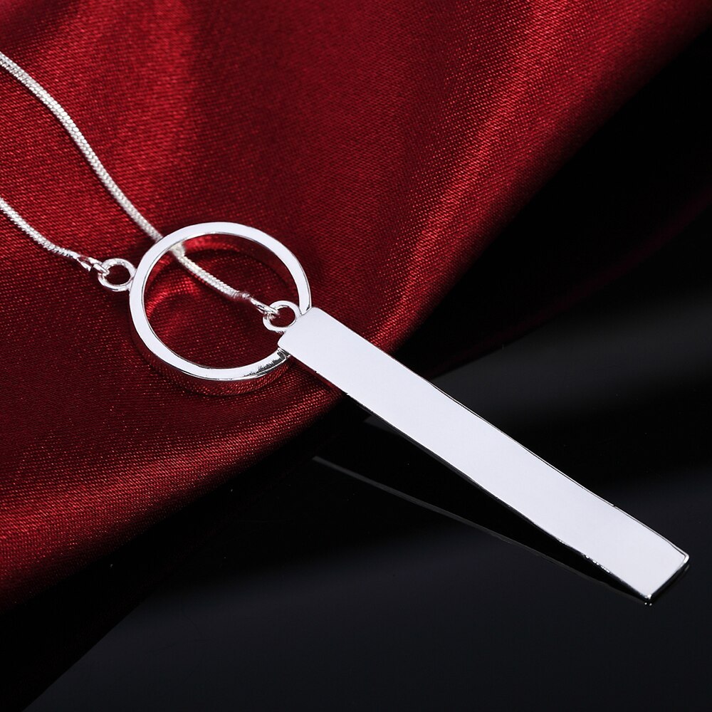 Factory direct 925 Stamp Silver color Necklace For Women Wedding Jewelry 18 inches Creative Round Pendant fashion Christmas gift