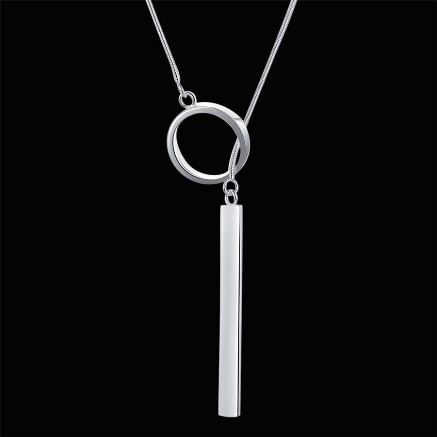 Factory direct 925 Stamp Silver color Necklace For Women Wedding Jewelry 18 inches Creative Round Pendant fashion Christmas gift