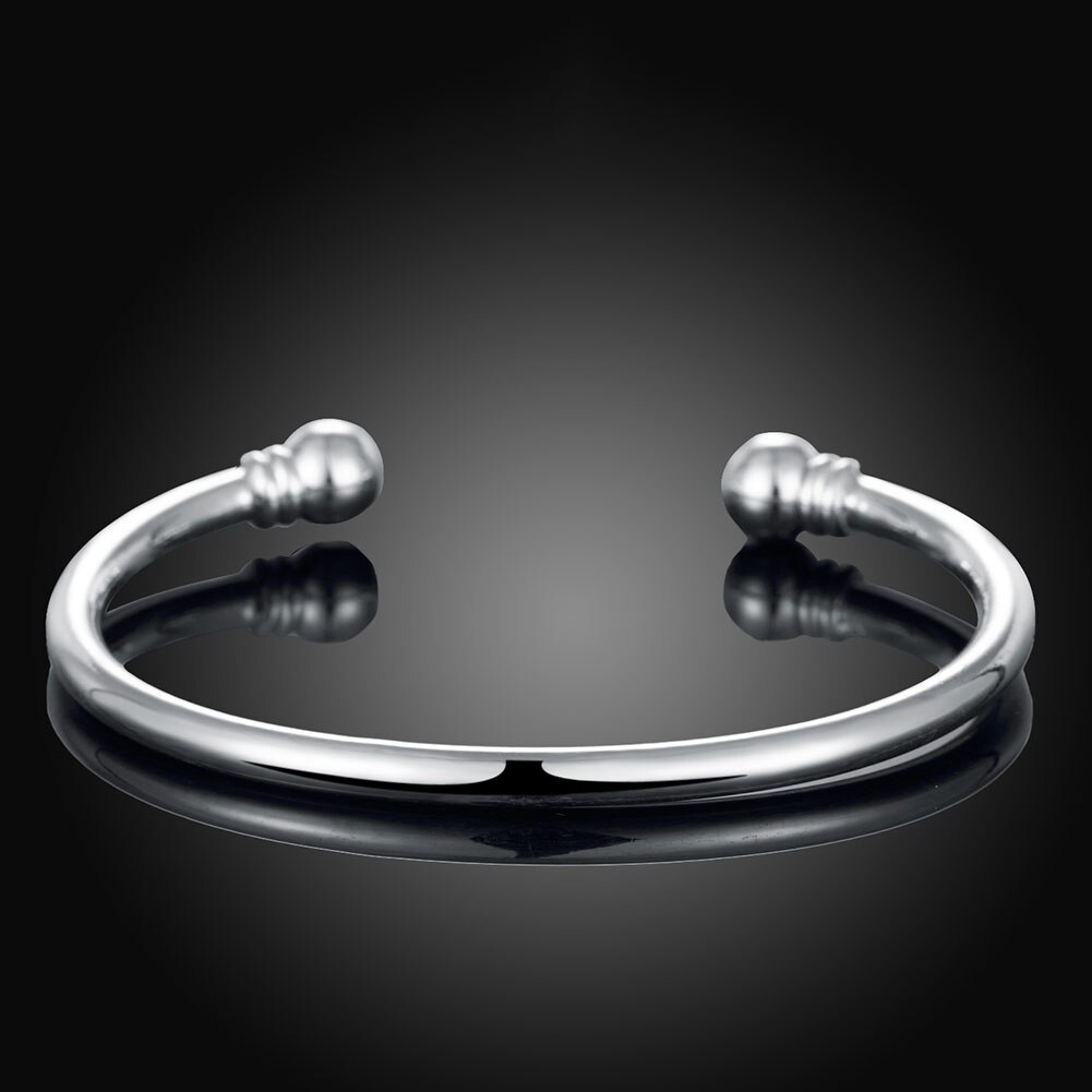 Hot fine 925 Stamp Silver color Simple elegant bangles for Women Fashion Bracelets Wedding Party Christmas Gifts charm Jewelry