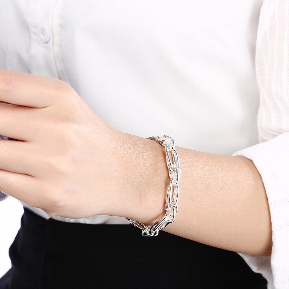 Factory direct fashion 925 Stamp Silver color Bracelet for woman fine creative circle chain trend jewelry Wedding party gifts