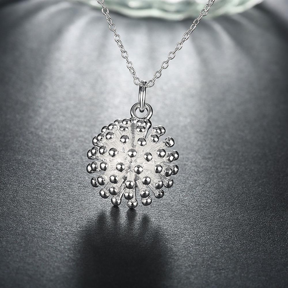 Hot 925 Stamp Silver color Fireworks Pendant necklace earring Jewelry set for women classic Fashion Party wedding Christmas Gift