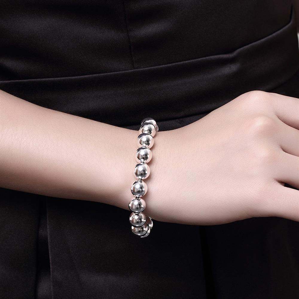 Hot sale fashion 925 Stamp Silver color Bracelet for man woman classic 10MM Bead chain Wedding party Christmas Gifts new Jewelry