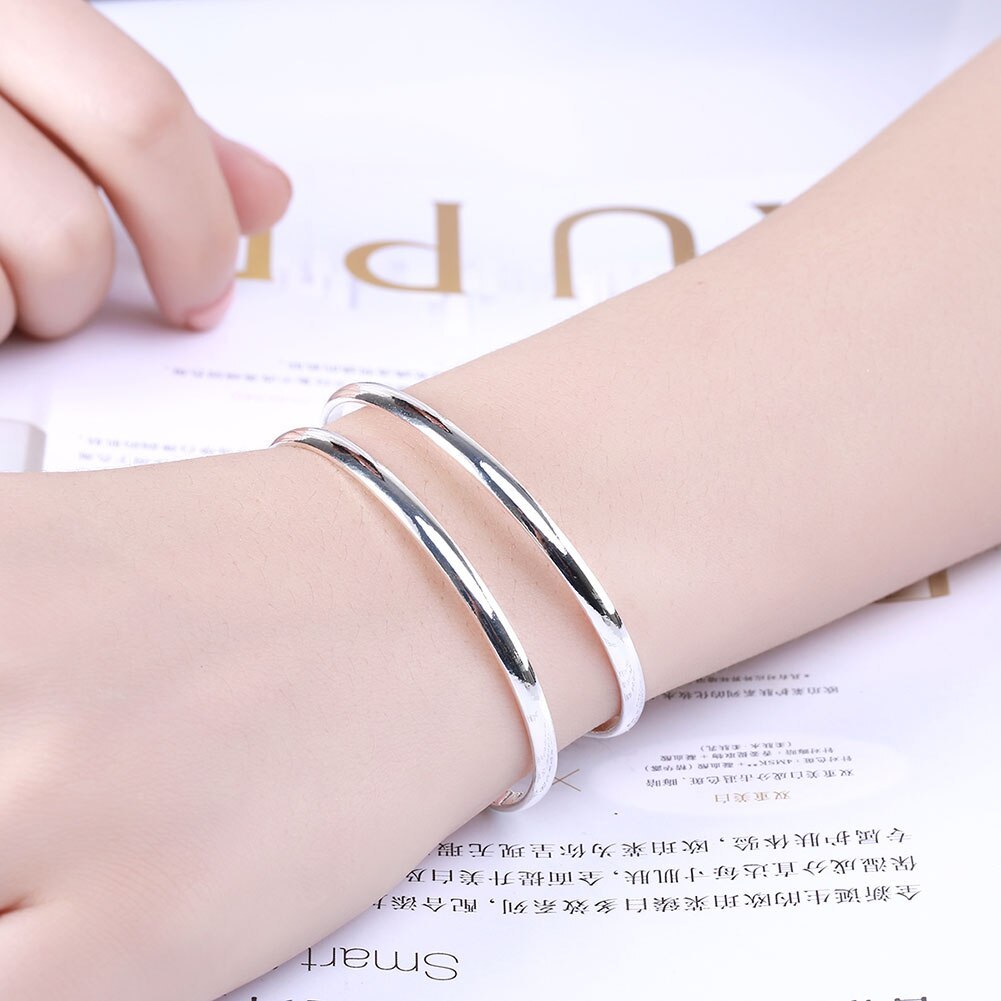 Hot trend 925 Stamp Silver color Double line bangle For Man Women adjustable Bracelets fashion party wedding accessories Jewelry