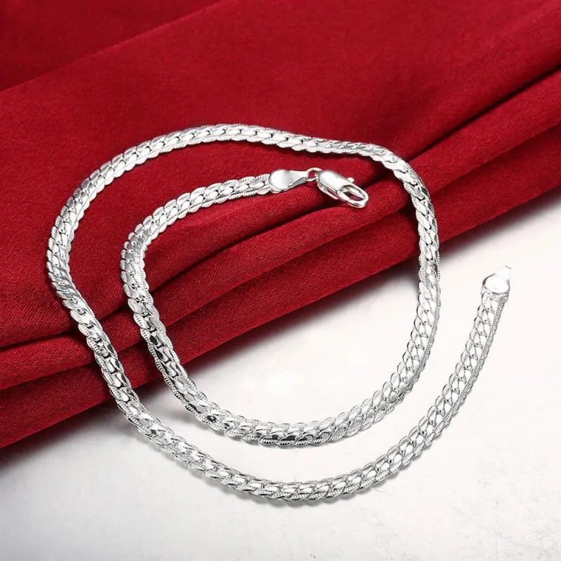 Hot 925 Stamp Silver color 6mm width Chain luxury Fine Necklace For Woman Men 18-24inches Fashion Wedding  party Jewelry