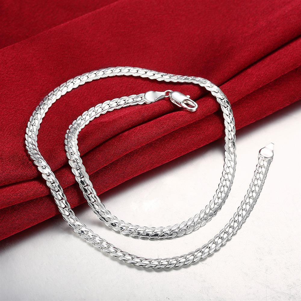 Hot 925 Stamp Silver color 6mm width Chain luxury Fine Necklace For Woman Men 18-24inches Fashion Wedding  party Jewelry