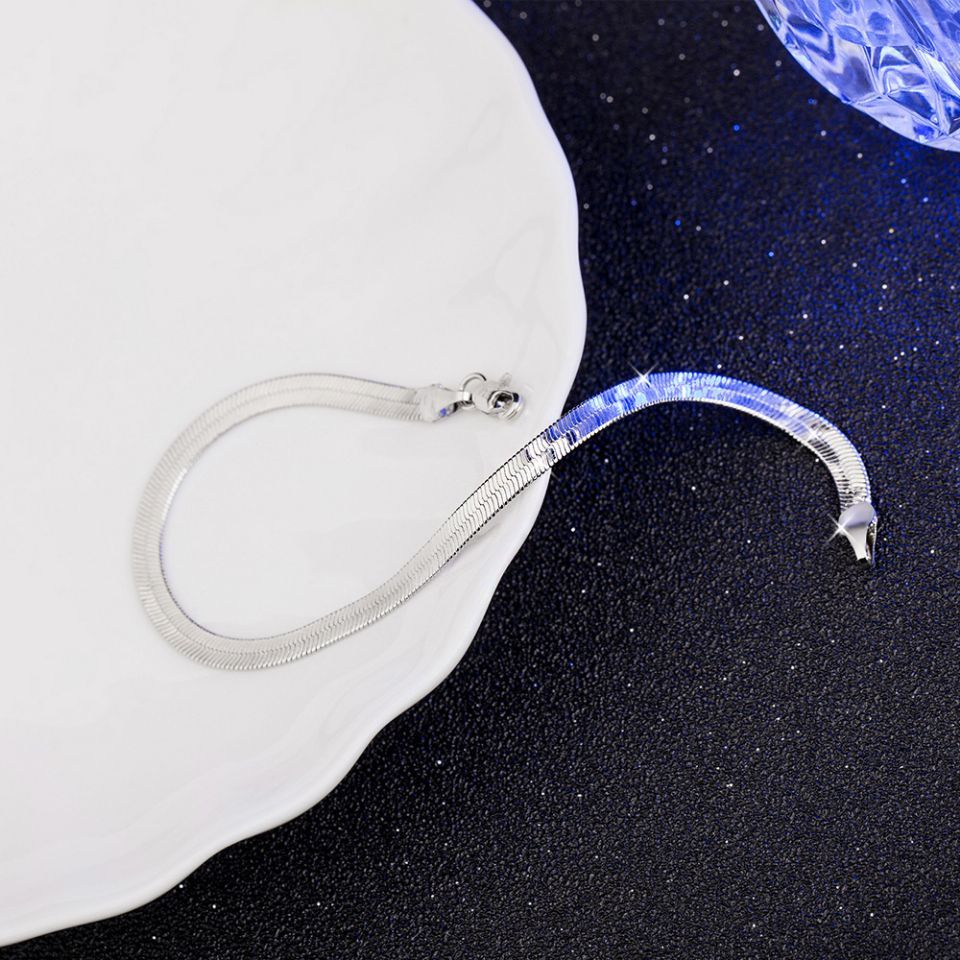 925 Stamp Silver color 4MM Chain Bracelet for Women Men Blade Chain Fashion Wedding Fine Jewelry Christmas Gift 8inches