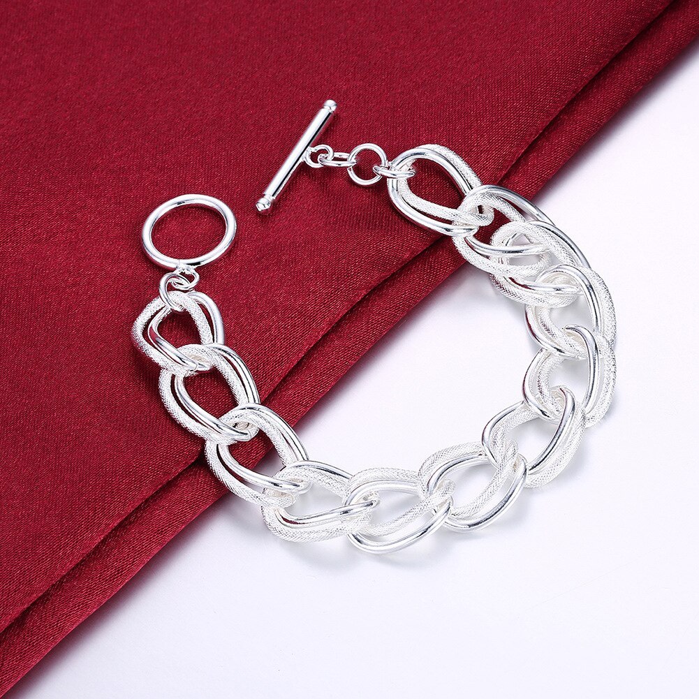 Charms 925 Stamp Silver color Double twist chain Bracelets For Women fashion luxury designer party Wedding Jewelry gifts