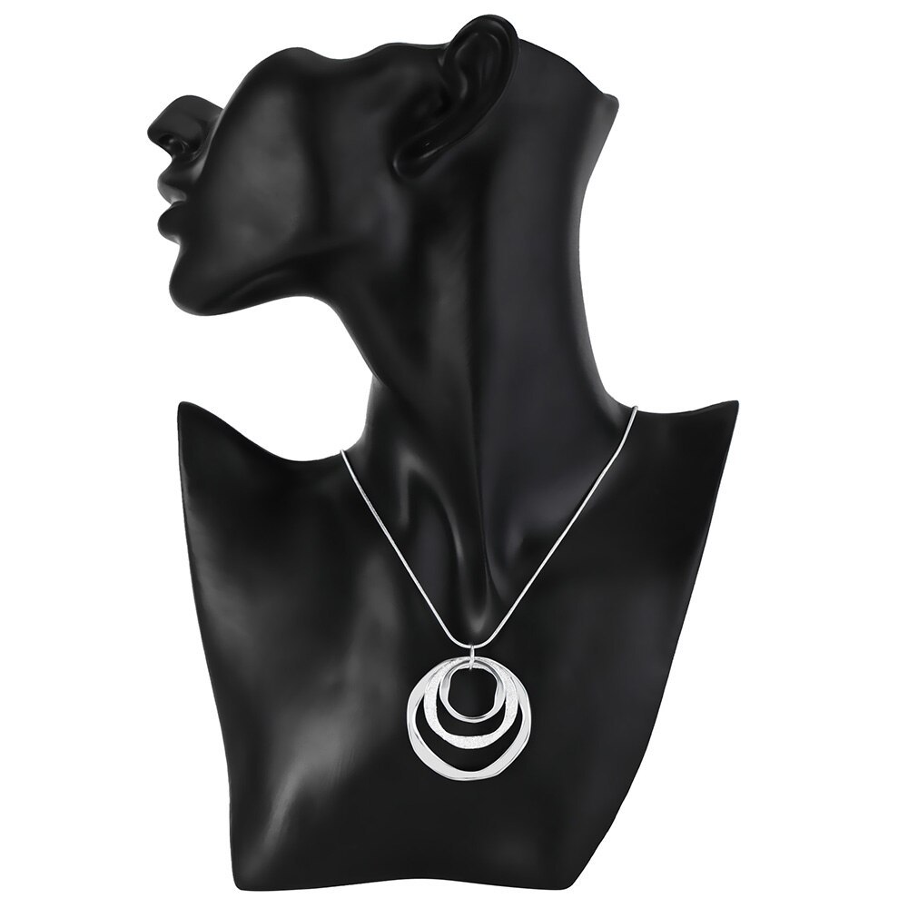 Fine brand Solid 925 Stamp Silver color Necklace For Women Bohemia three circle pendant luxury Wedding Jewelry party gift