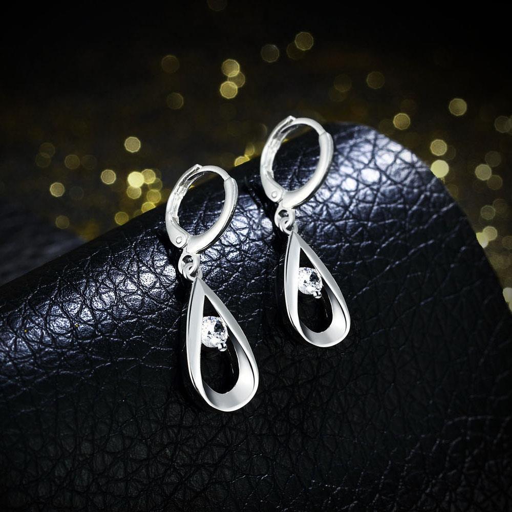 New 925 Stamp Silver color Earrings for Women Jewelry Water Droplets Zircon diamond earrings stud wedding party Christmas Gifts