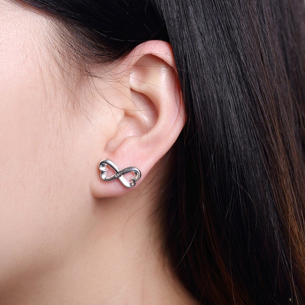Hot 925 Stamp Silver color Jewelry set for women 8-shaped heart pendant Bracelet necklace earring stud Fashion Party Gift