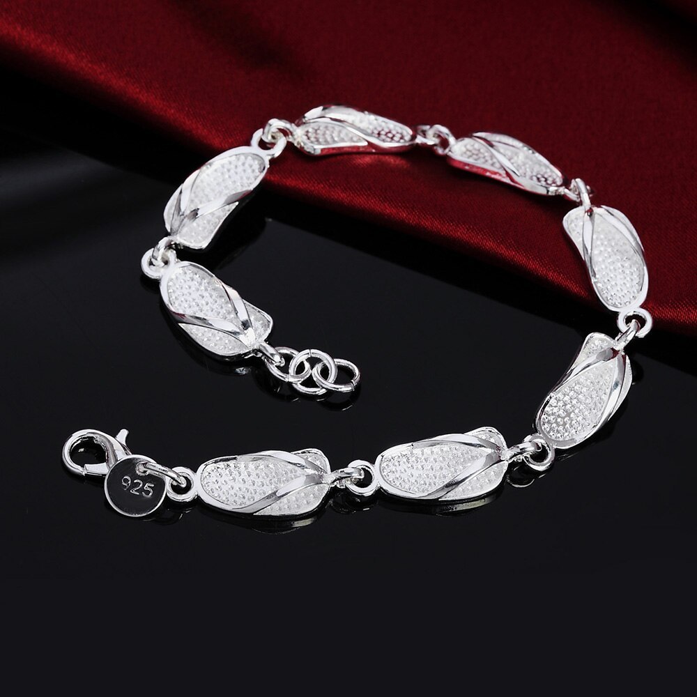 Hot sale fashion 925 Stamp Silver color Bracelet for woman fine slippers chain Wedding party Gifts Street all-match jewelry