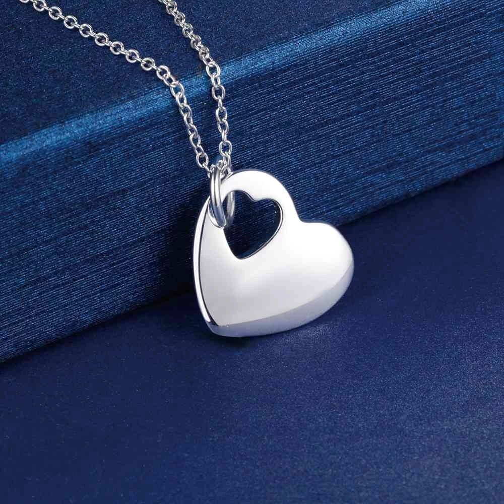 Factory direct 925 Stamp Silver color Romantic Heart Pendant Necklace for Women  Gift Fashion Luxury Party Wedding Jewelry