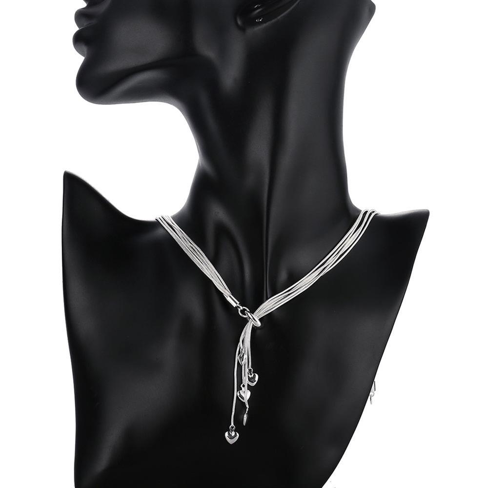 Hot sale 925 Stamp Silver color Necklace for women fine Jewelry Wild charm five heart fashion wedding party Christmas gifts