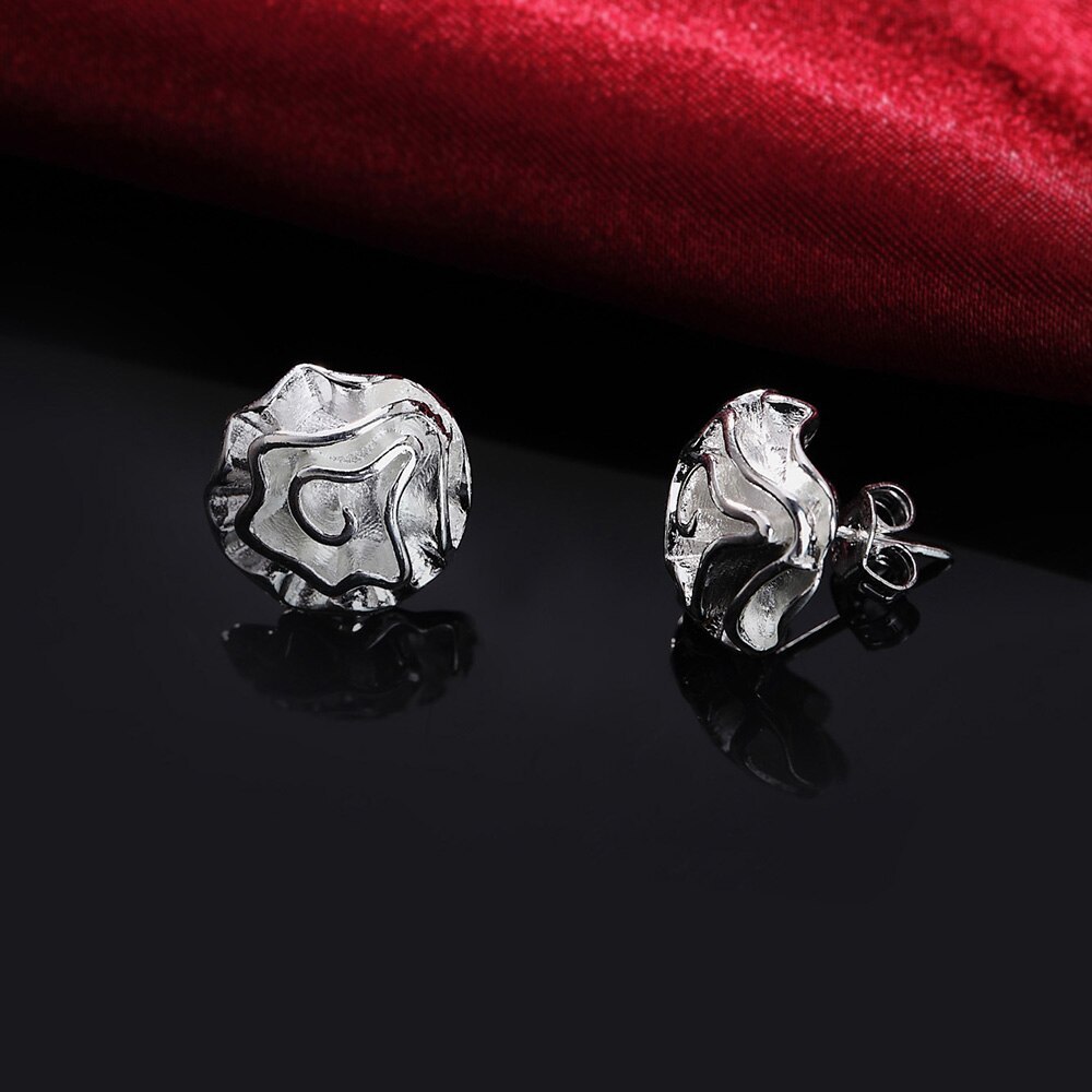 Factory direct 925 Stamp Silver color Earring for woman High Quality Fashion Jewelry Rose flower Earring studs Holiday Gifts