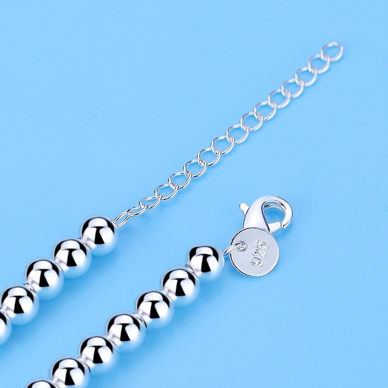 Hot sale 925 Stamp Silver color Charm beads Heart pendant Bracelet for Women Fashion party wedding accessories Jewelry gifts