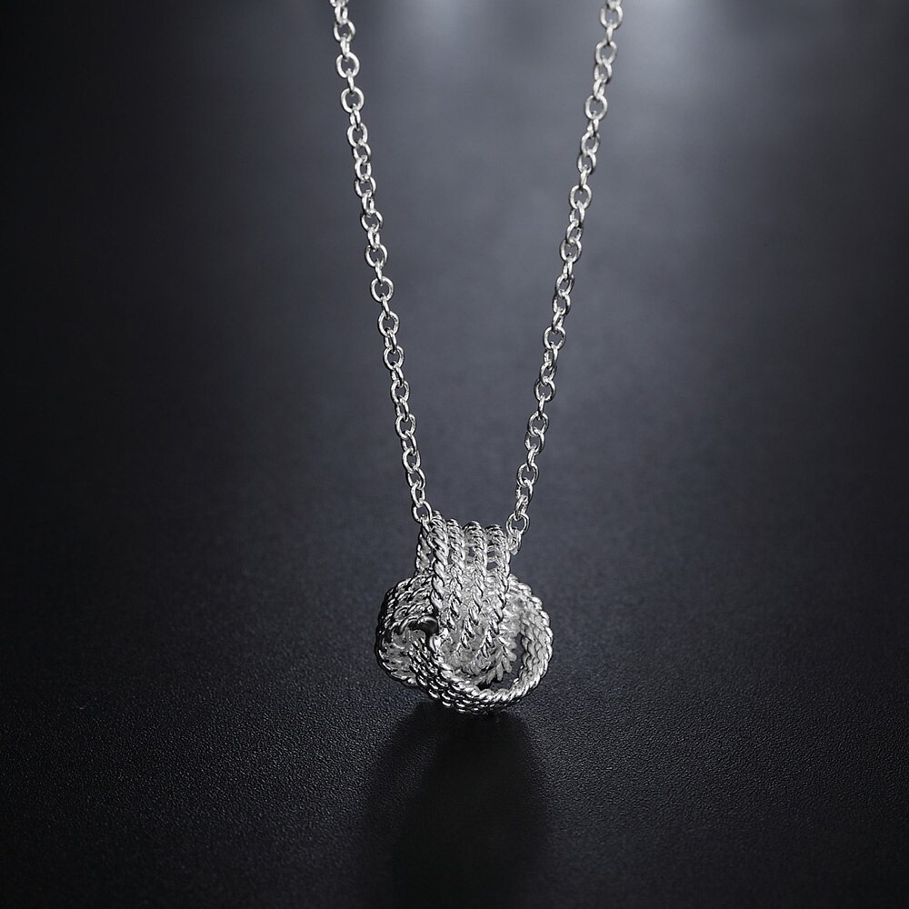 Hot 925 Stamp Silver color Weave Ball Pendant Fashion Jewelry 18 inches Charm Necklace For women party wedding Birthday Gifts