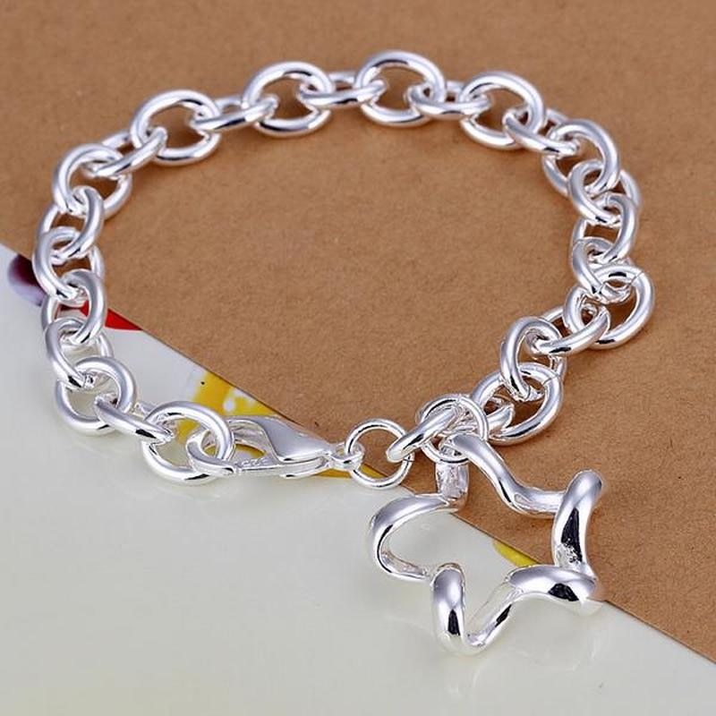 Hot new beautiful star Pendant chain 925 Stamp Silver color Bracelet for woman classic popular party Gift fashion Jewelry