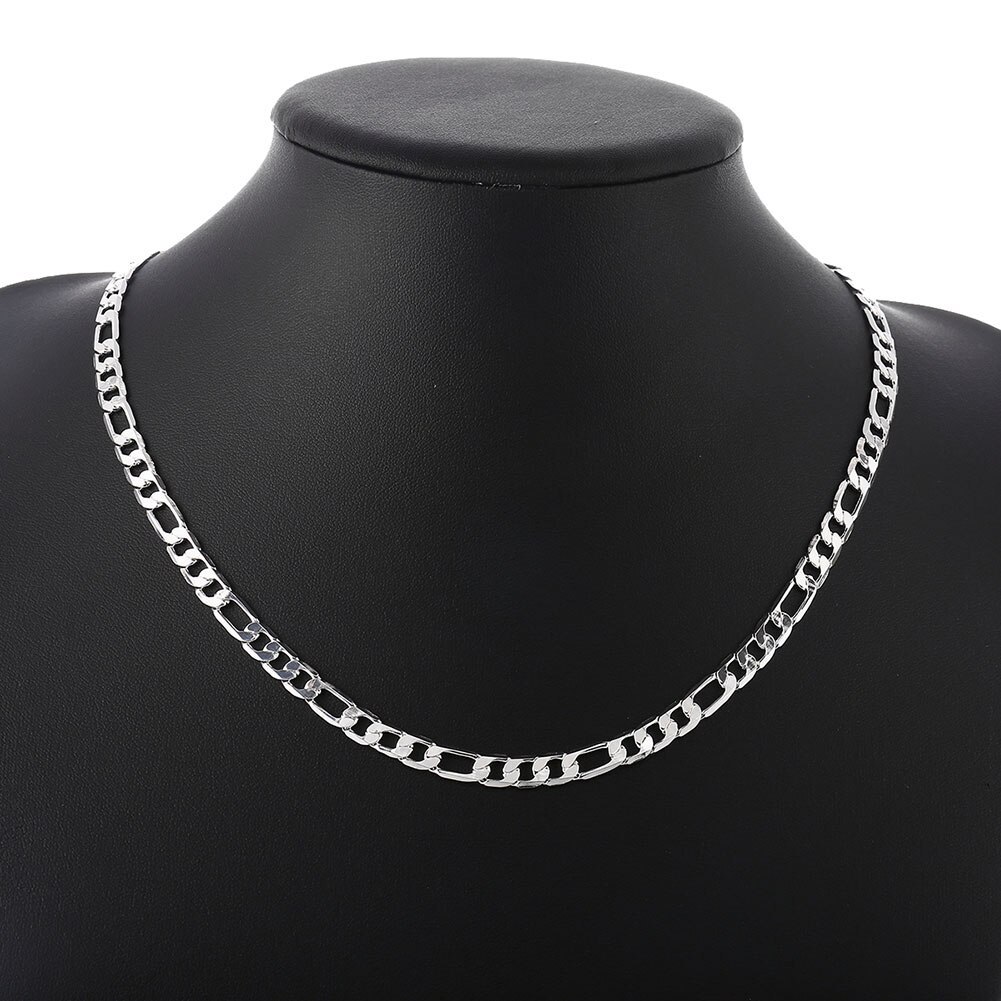 Hot sale 925 Stamp Silver color Necklace for woman men's Jewelry classic 6MM chain 20 inches fashion fine Christmas gifts party