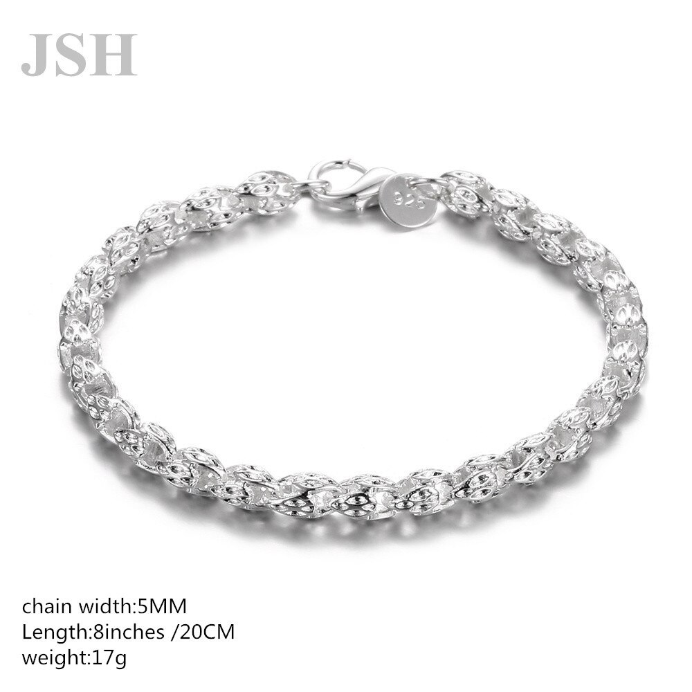 Special offer new 925 Stamp Silver color Bracelet for Women geometry Hollow Chain Fashion Wedding Party Christmas Gift Jewelry