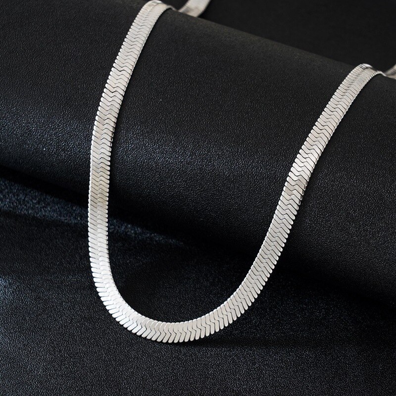 Hot charms 925 Stamp Silver color 4MM blade chain bracelets neckalce for women fashion Party wedding accessories jewelry sets