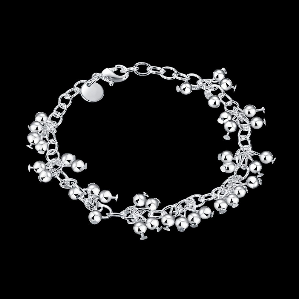 New charm 925 Stamp Silver color Bracelet for woman grape beads chain Wedding party Christmas Gifts fashion Jewelry