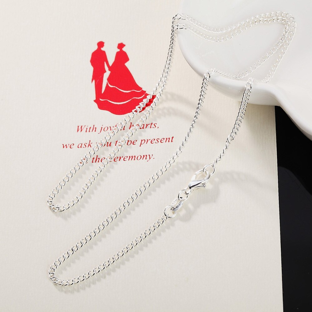 Hot new 925 Stamp Silver color Necklace 16/18/20/22/24/26/28/30 Inch 2MM String chain for Women Men high quality Jewelrys Gifts