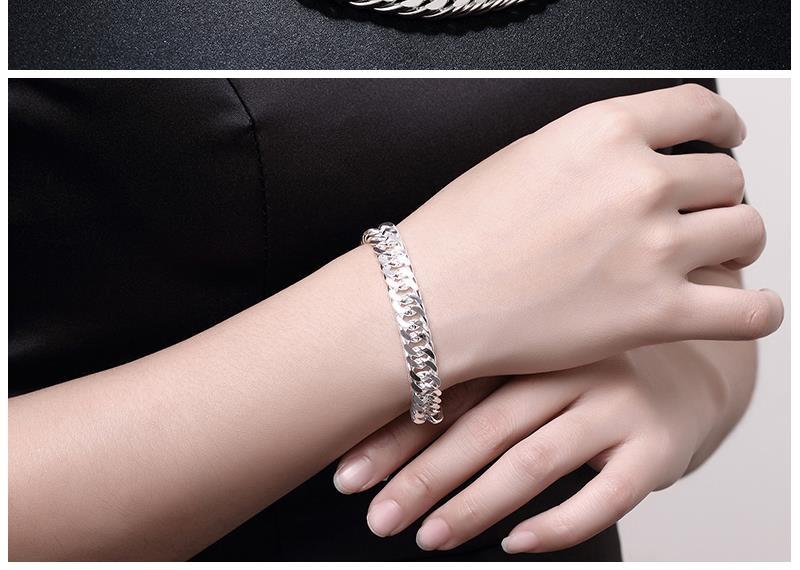 Hot charm 925 Stamp Silver color Bracelet for woman man 10MM classic Whip chain Wedding party Christmas Gifts fashion Jewelry