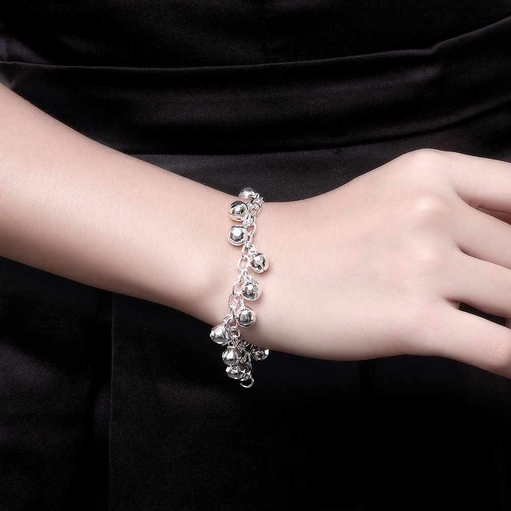 Charm 925 Stamp Silver color Bracelets for woman lady Bells chain Wedding party girl Christmas Gifts fashion Jewelry