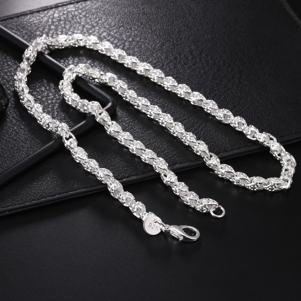 Factory direct 925 Stamp Silver color 20-24Inch 5MM Faucet Chain Necklace For Woman Man Fashion Wedding Birthday Jewelry Gift