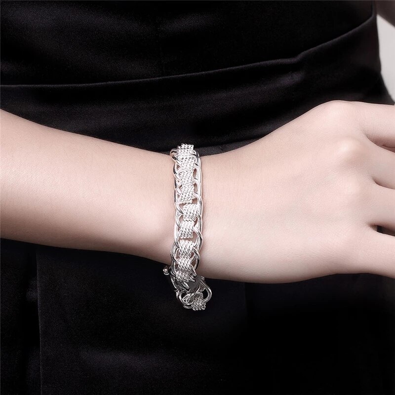 Charm 925 Stamp Silver color Bracelets for woman man new creativity circle chain Wedding party Christmas Gifts fashion Jewelry