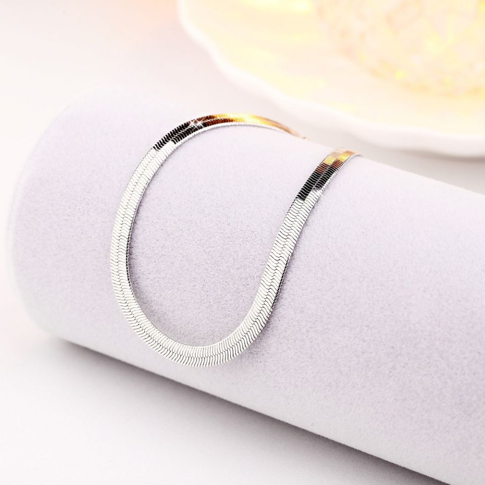 925 Stamp Silver color 4MM Chain Bracelet for Women Men Blade Chain Fashion Wedding Fine Jewelry Christmas Gift 8inches