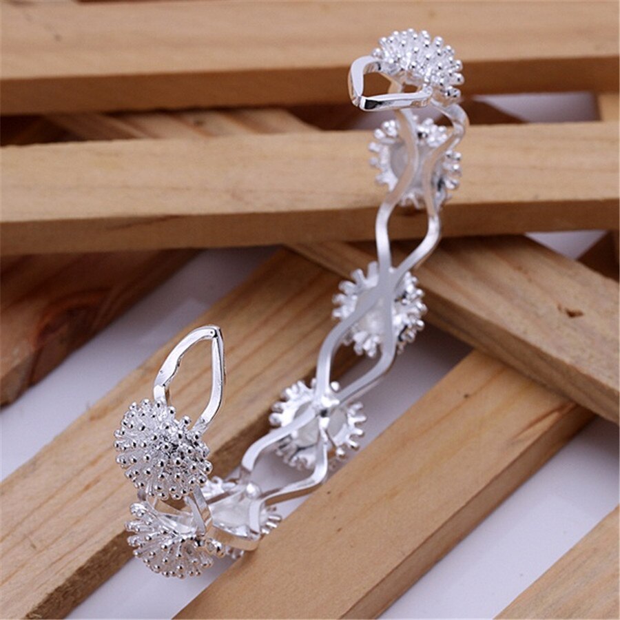 Factory Direct 925 Stamp Silver color Fireworks bangle Bracelets for Women adjustable fine Jewelry Fashion wedding Party Gifts