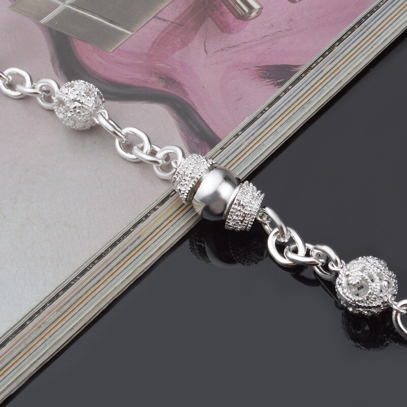 New hot 925 Stamp Silver color Bracelets for Women classic geometry Circle Chain Fashion Wedding Party Christmas Gifts Jewelry