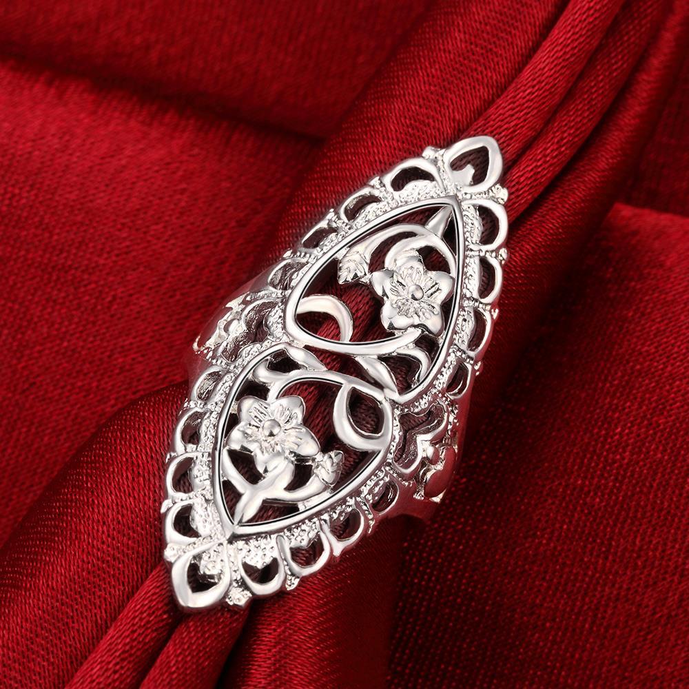 Special offer hot 925 Stamp Silver color Rings For Women fine Retro Hollow wide flower Fashion Party Gifts Charm wedding Jewelry