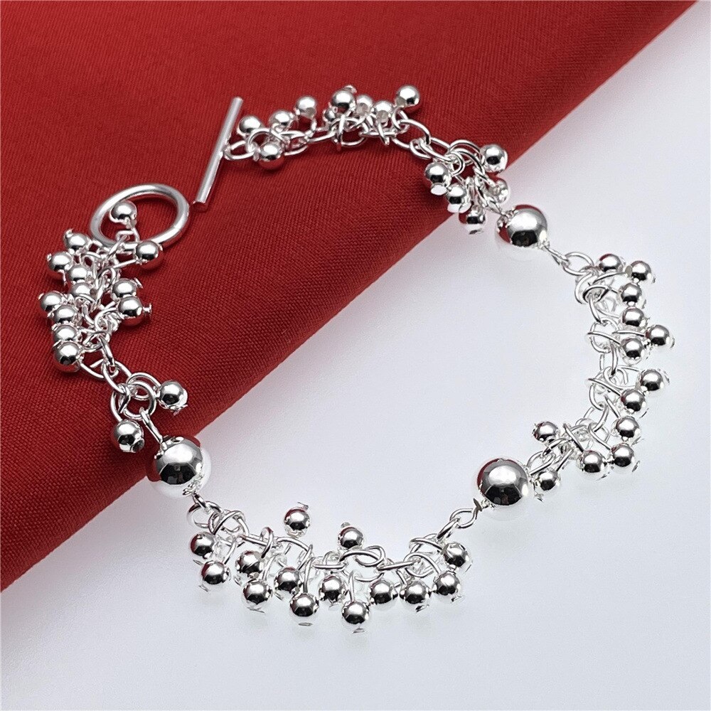 New high quality 925 Stamp Silver color Luxury Beads Bracelets for women fashion party Wedding engagement Original Jewelry gifts