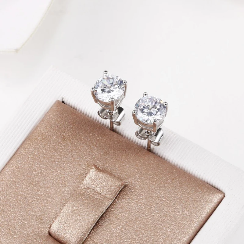 Beautiful 925 Stamp Silver color Shining crystals stud earrings for women fashion Charms party wedding jewelry Christmas gifts
