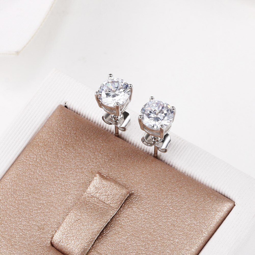 Beautiful 925 Stamp Silver color Shining crystals stud earrings for women fashion Charms party wedding jewelry Christmas gifts