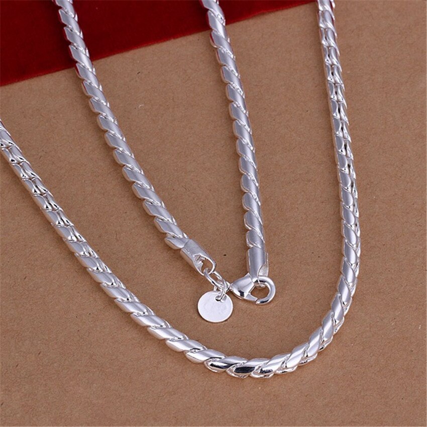 Factory Direct 925 Stamp Silver color Necklace for woman men's 20 inch personality 4MM Twisted rope chain Christmas gift Jewelry