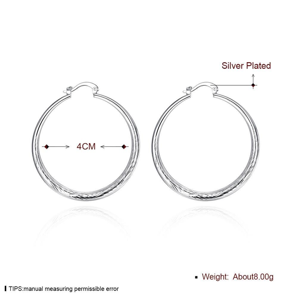 Fashion 925 Stamp Silver color Earrings for Women Jewelry 4CM Big circle hoop earrings Ear loop hanger lady party Christmas gift