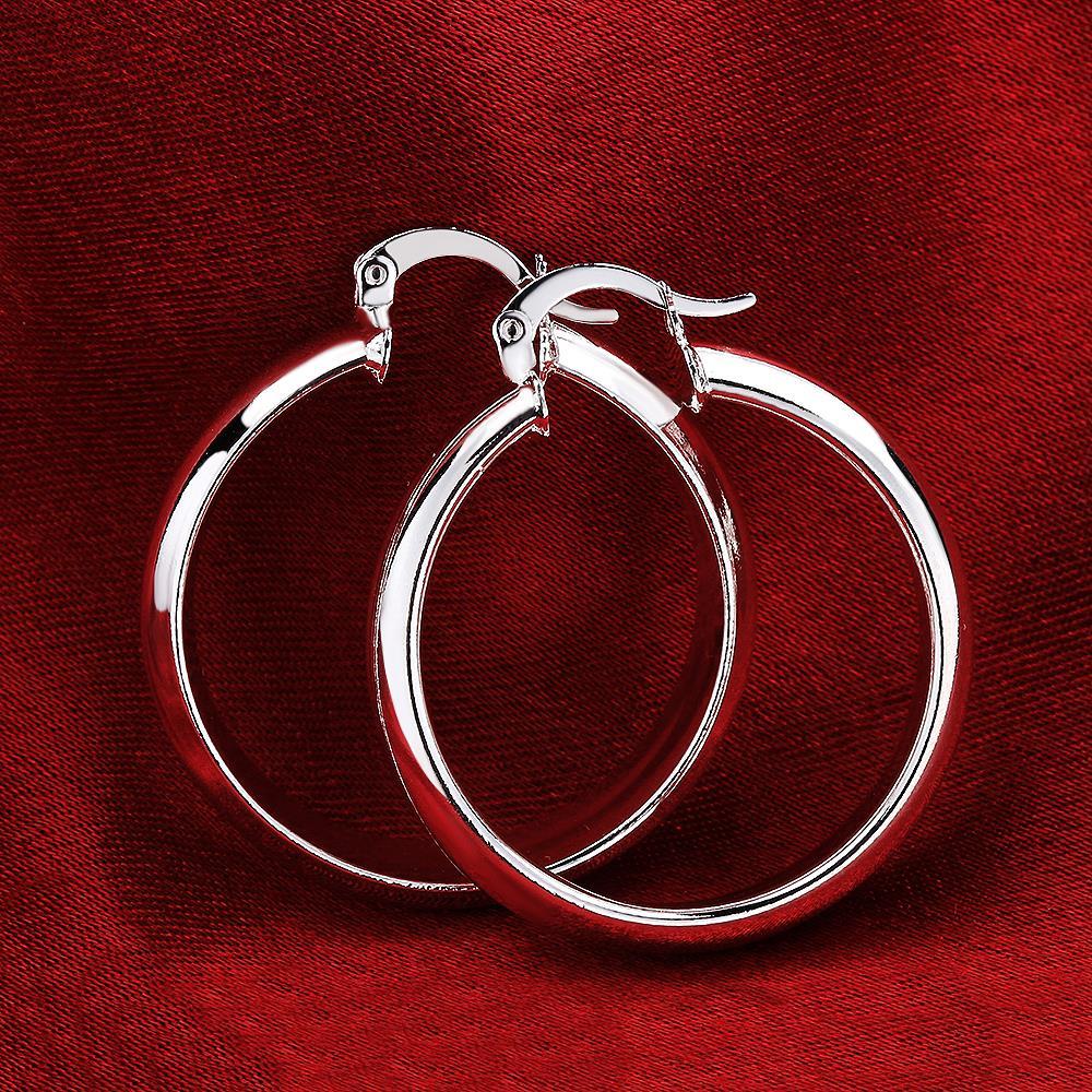 18K gold 4CM smooth Big circle hoop Earrings 925 Stamp Silver color Earrings for Women Christmas gift fine party wedding Jewelry