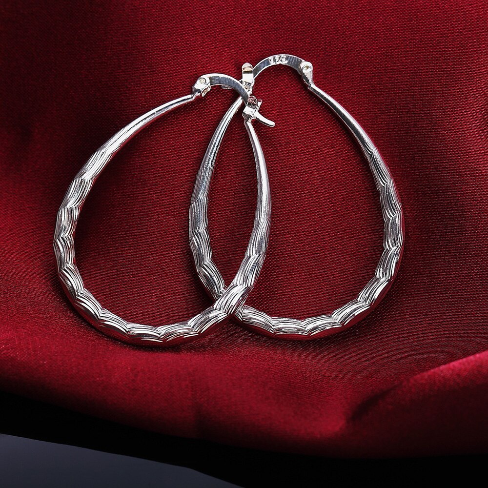 Special offer 925 Stamp Silver color hoop Earrings for Women 3CM Circle Oval fish pattern earrings elegant Jewelry Gifts