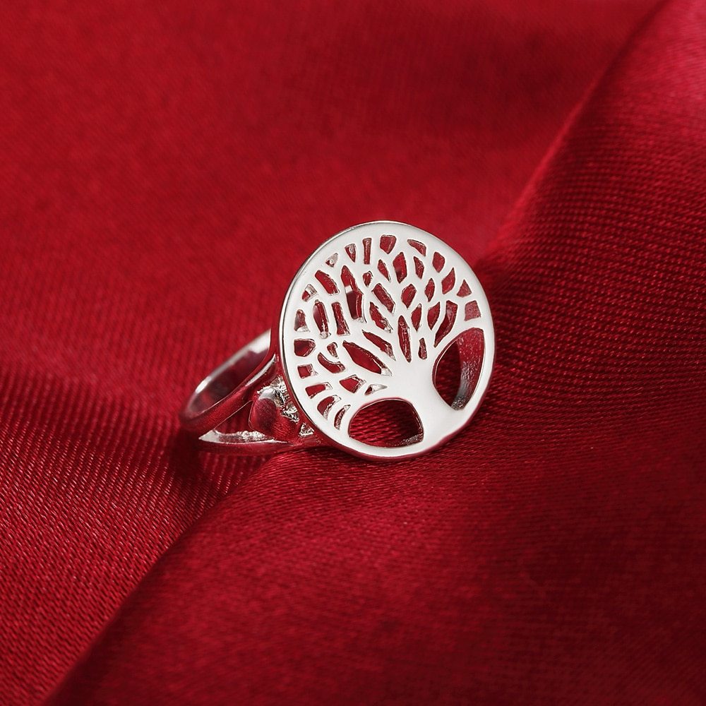 Charm Solid 925 Stamp Silver color Rings For Women men fine small tree size 6/7/8/9 elegant Fashion Party Gifts wedding Jewelry