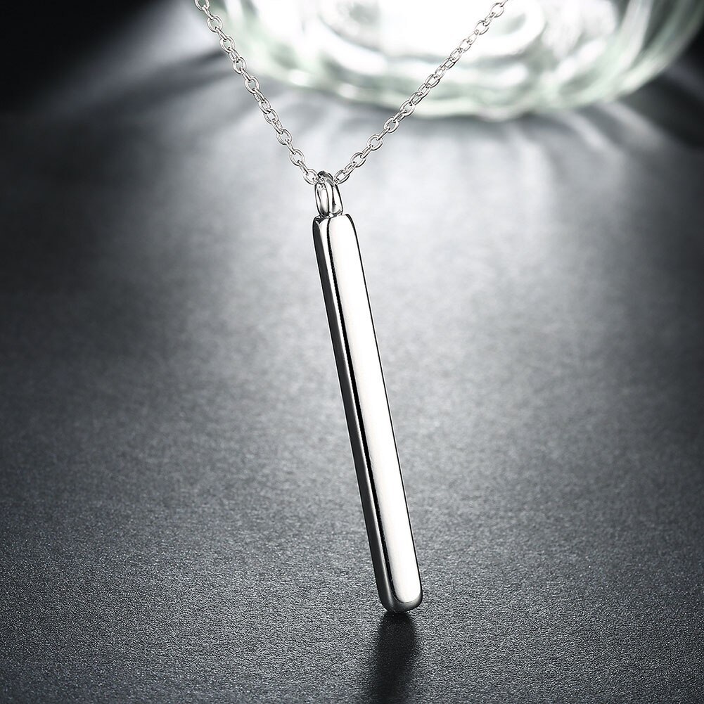 wholesale 925 Stamp Silver color Cuboid geometry Pendant Necklace For Women 18 inch girl gift high quality party wedding Jewelry