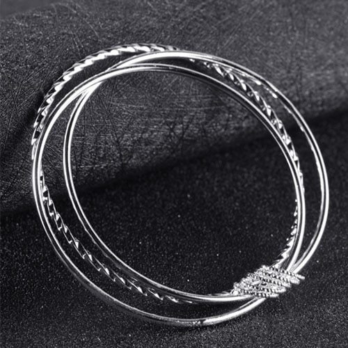 Special offer Hot new 925 Sterling Silver fine Three circles bangle for women Fashion Party wedding Jewelry Christmas gifts