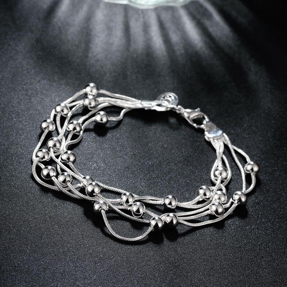 Factory outlets fashion 925 Stamp Silver color Bracelet for woman five line beads chain fine Luxury jewelry Wedding party gifts